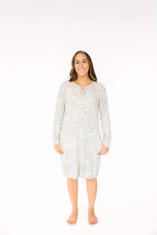 Walking on Water Ribbed Cotton-Bamboo Blend Womens Nightgown PJ Adult Women's Pajamas Holy Pals Size: XS