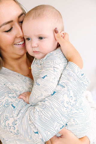 Walking on Water Ribbed Cotton-Bamboo Blend PJ Footless Onesie Onesie Holy Pals Size: 00-03M