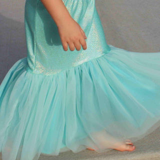 Bailey and Ava Mermaid Tail Skirt, Crown & Wand Set - Turquoise | Baby Riddle