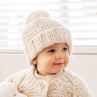 Huggalugs Natural Garter Stitch Beanie | Baby Riddle