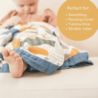 Faith Moves Mountains Luxury Double Sided Muslin Blanket The Little Rose Shop
