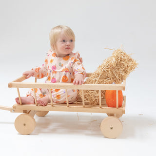 Ruffle Sleeve Romper, Autumn Pumpkins - Pink 100 Angel Dear Size: 0-3M