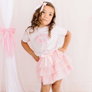 Ballet Bow Tiered Tutu - Kids Dress Up Skirt - Coquette Sweet Wink Size: 1-2Y
