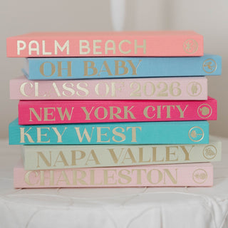 The Blank Book - Oh Baby, Blue Skies Blank Book - Phrase Pastel Proper Fabric Color: Blue Skies Spine Icon: Stork