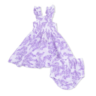 Smocked Sundress with Bloomer - Lilac Floral 1326 Angel Dear Size: 2T