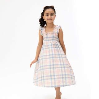 Smocked Sundress with Bloomer - Dusty Plaid 1326 Angel Dear Size: 2T