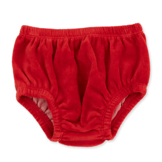 Velour Holiday Red - Puff Sleeve Dress with Tulle Overlay and Bloomer (up to 4T)