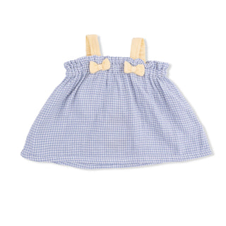 Top with Bows and Ruffle Leg Bloomer - Micro Gingham Blue Blizzard 1353 Angel Dear Size: 3-6M