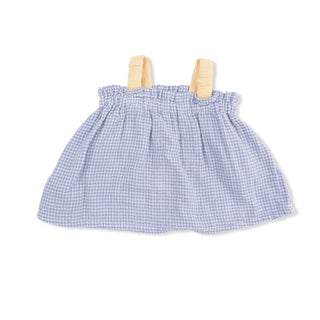 Top with Bows and Ruffle Leg Bloomer - Micro Gingham Blue Blizzard 1353 Angel Dear Size: 3-6M