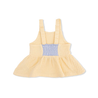 Peplum Tank with Wide Leg Pant - Micro Gingham Blue Blizzard 1396 Angel Dear Size: 6-12M