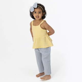 Peplum Tank with Wide Leg Pant - Micro Gingham Blue Blizzard 1396 Angel Dear Size: 6-12M