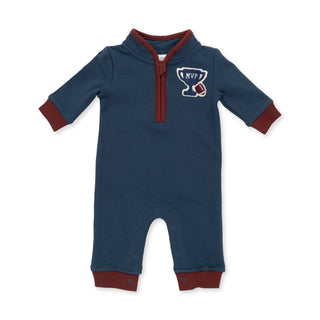 Zip Neck Romper - Varsity French Terry Angel Dear