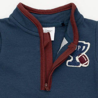 Zip Neck Romper - Varsity French Terry Angel Dear