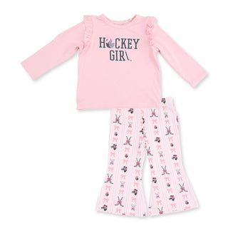 Ruffle Tee And Baby Bells - Megan'S Bowtiful Hockey Stripe Angel Dear