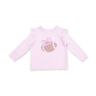 Football Helmets Pink - Long Sleeve Ruffle Tee Football