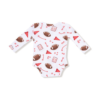 Lap Shoulder Bodysuit, Touchdown Time - Red 147 Angel Dear Size: 0-3M