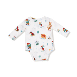 Lap Shoulder Bodysuit, Winter Animal Sports 147 Angel Dear Size: 0-3M
