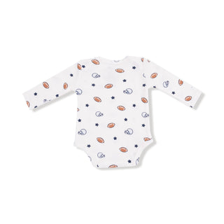 Lap Shoulder Bodysuit, Footballs and Stars 147 Angel Dear Size: 0-3M