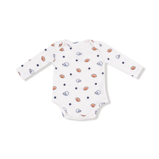 Lap Shoulder Bodysuit, Footballs and Stars 147 Angel Dear Size: 0-3M