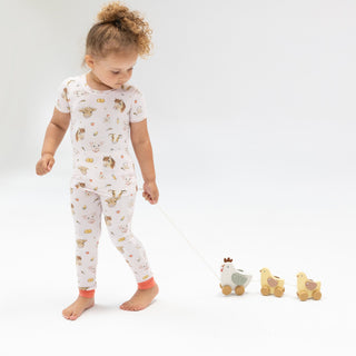 Short Sleeve Loungewear Set - Vintage Animals Faces Pink257Angel DearSize: 6-12M