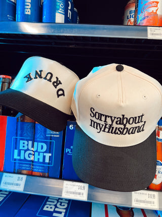 Sorry about my Husband / Wife Vintage Trucker Hat Hat KenzKustomz Style: Husband- Cheetah Color: Cheetah