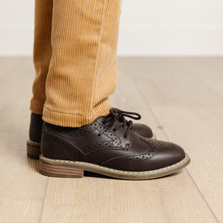 Leather Wingtip Oxford - Dark Brown Shoes Hope & Henry Size: 9 (Toddler) Color: Dark Brown