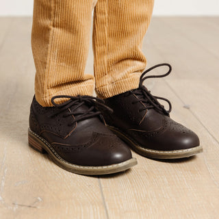 Leather Wingtip Oxford - Dark Brown Shoes Hope & Henry Size: 9 (Toddler) Color: Dark Brown