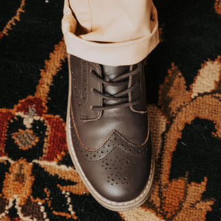Leather Wingtip Oxford - Dark Brown Shoes Hope & Henry Size: 9 (Toddler) Color: Dark Brown