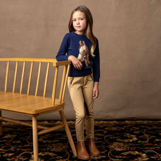 Horse Intarsia Pullover Sweater - Navy Sweaters Hope & Henry Size: 3-6 Months Color: Navy