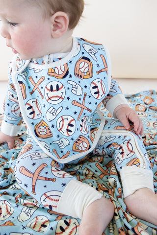 Baseball Smiley Dream Baby Bib