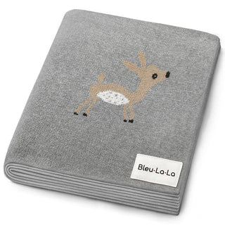 Luxury Cotton Deer Knit Swaddle Baby Blanket Bleu La La Color: Deer - Grey