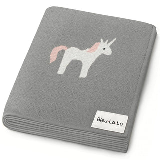 Knit Unicorn Blanket Bleu La La Color: Unicorn - Grey