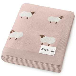 Sheep Knit Receiving Baby Blanket Bleu La La Color: Sheep - Light Pink