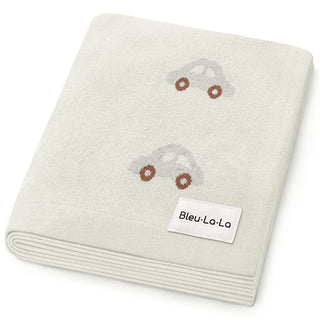 100% Cotton Luxury Knit Car Swaddle Blanket Bleu La La Color: Cars - Cream