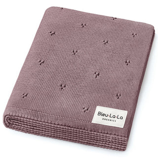 Organic Pointelle Luxury Knit Swaddle Blanket Bleu La La Color: Sugar Plum