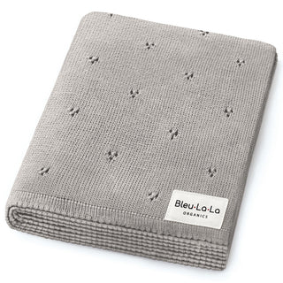 Organic Pointelle Luxury Knit Swaddle Blanket Bleu La La Color: Dove Gray