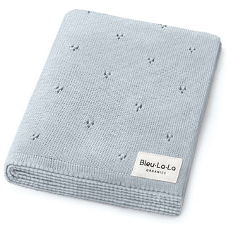 Organic Pointelle Luxury Knit Swaddle Blanket Bleu La La Color: Powder Blue