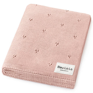 Organic Pointelle Luxury Knit Swaddle Blanket Bleu La La Color: Ballet Slipper