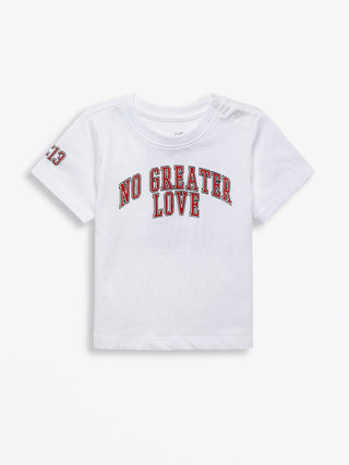 No Greater Love White Cotton Short Sleeve T-Shirt T-Shirt Holy Pals Size: 02