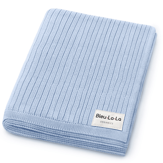 Organic Ribbed Knit Cotton Baby Blanket Blanket Bleu La La Color: Sky Blue