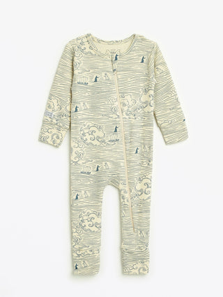 Walking on Water Ribbed Cotton-Bamboo Blend PJ Footless Onesie Onesie Holy Pals Size: 00-03M