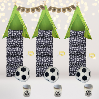 Soccer Sleepover Party Set, Tee Pee Soccer Birthday Party Box Chicky Chicky Bling Bling
