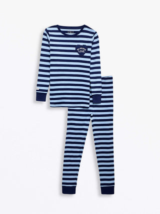No Greater Love Blue Cotton PJ Long Sleeve Set Two Piece Holy Pals Size: 02