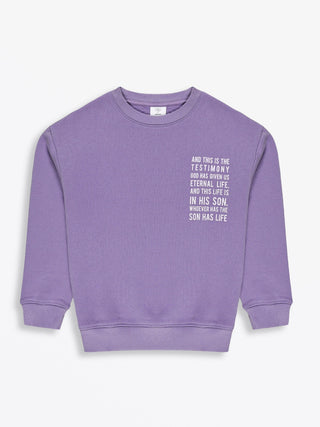 Eternal Life Purple Fleece Crewneck Sweatshirt Sweater Holy Pals Size: 02