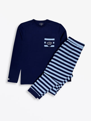 No Greater Love Blue Cotton Mens PJ Set Adult Men's Pajamas Holy Pals Size: XS