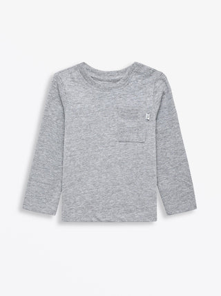 Heather Gray Prayer Cotton Pocket Long Sleeve T-Shirt T-Shirt Holy Pals Size: 02