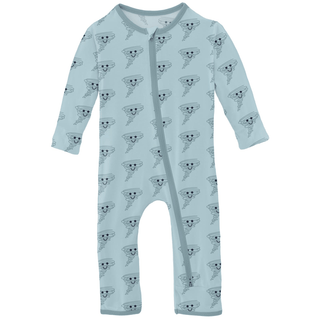 Bamboo Coverall with 2-Way Zipper - Spring Sky Happy Tornado KicKee Pants Size: 9-12 Months