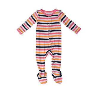Bamboo Footie with Snaps - Girl Adventure Stripe Kozi & Co. Size: 0-3 Months