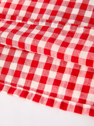 Red Cherry Bow Plaid Smocking Embroidery Girls' Dress Dress Rylee Faith Designs Size: 2