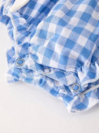Fall Thanksgiving& Halloween Blue Pumpkin Smock Embroidery Baby Girl Romper
